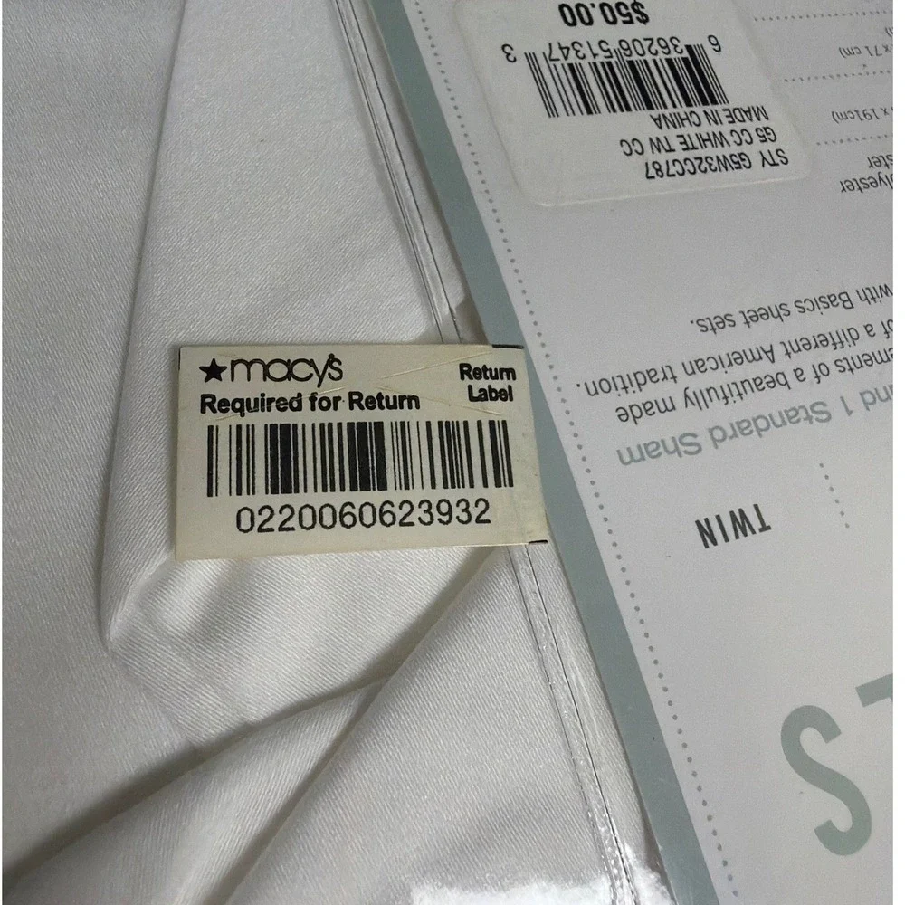 Charter Club Essentials‎ Basics Comforter Cover Set Twin White Pima Cotton Blend